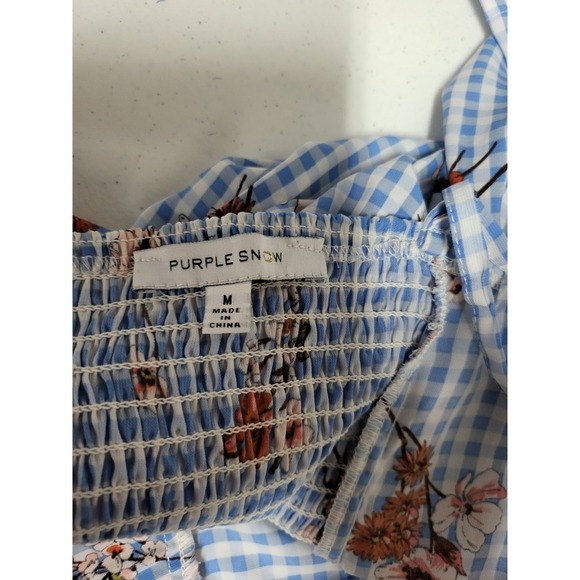 Purple Smow Floral Gingham Dress Sleeveless Casual Sundress Summer Dress Size S - Picture 7 of 8